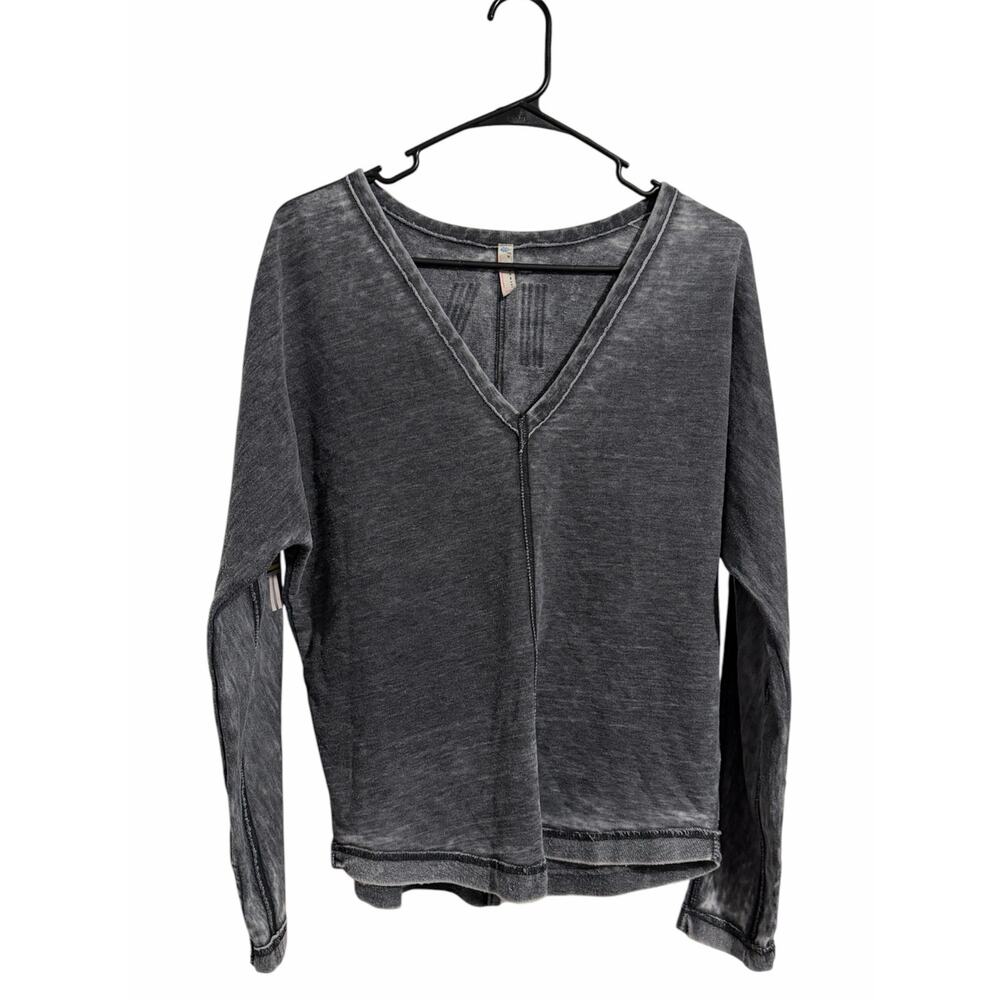 Free People Movement Long Sleeve Top Acid Wash Gray XS Activewear